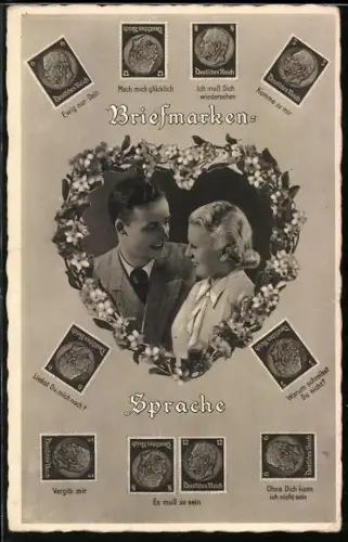 AK Briefmarkensprache für Liebespaare, Liebst Du mich noch?