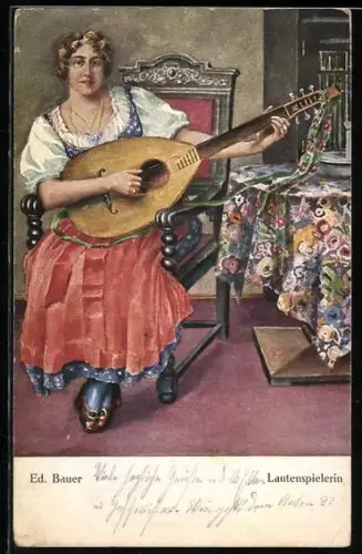 AK Junge Lautenspielerin spielt ein Lied