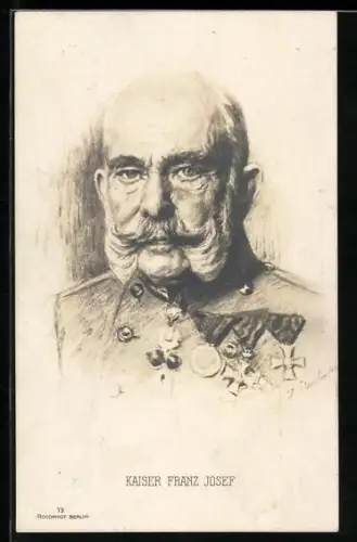 AK Kaiser Franz Josef I. von Österreich, Kaiserportrait mit Orden