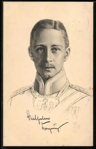 AK Porträtzeichnung Kronprinz Wilhelm von Preussen in Uniform