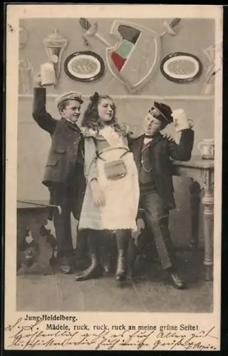 AK Jung-Heidelberg, studentische Szene, Mädele, ruck, ruck, ruck an meine grüne Seite!