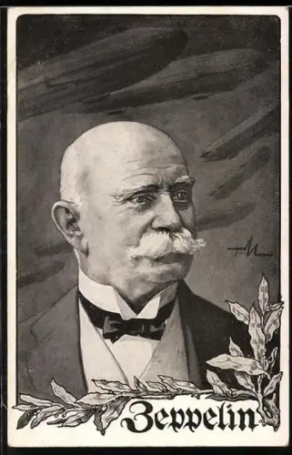 Künstler-AK Deutscher Luftflotten-Verein, Porträt von Graf Zeppelin
