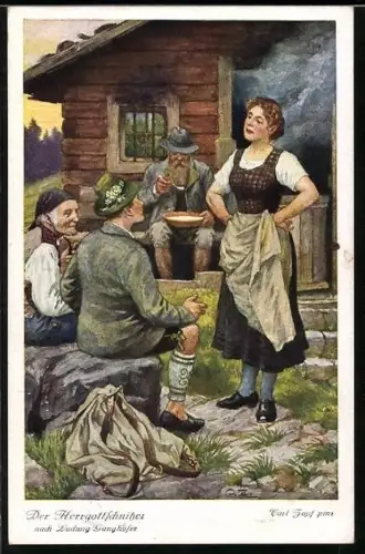 Künstler-AK sign. Carl Zopf: Märchen Der Herrgottschintzer, Bayern in Trachten