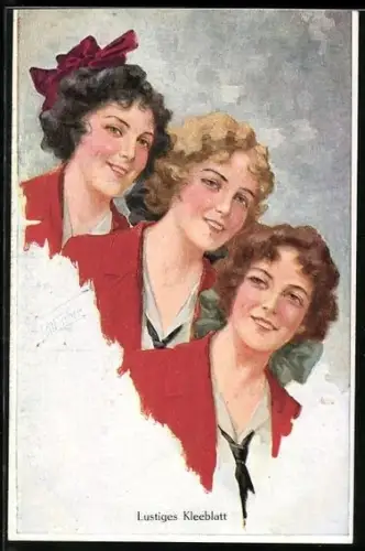 Künstler-AK Bill Fisher: Lustiges Kleeblatt