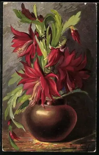 Künstler-AK Mary Golay: Blumenvase, Stilleben