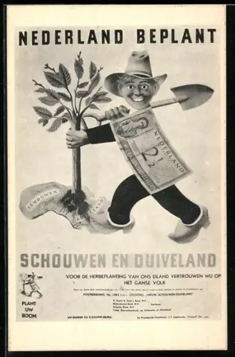 AK Nederland Beplant, Gärtner pflanzt einen Baum auf Schouwen-Douveland