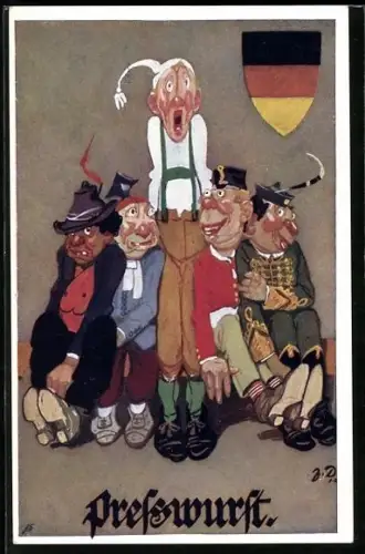 AK Die Deutschen als eine Presswurst zwischen den anderen grossen Nationen