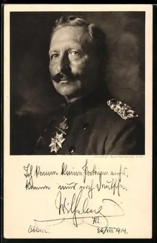 AK Brustbild des Kaisers Wilhelm II. in Uniform