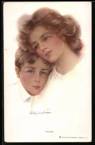 Künstler-AK Philip Boileau: Chums, Porträts zweier Geschwister