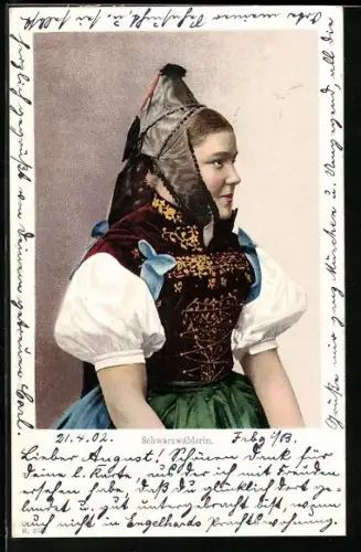 AK Schwarzwälderin, ein Mädchen im Trachtenkleid