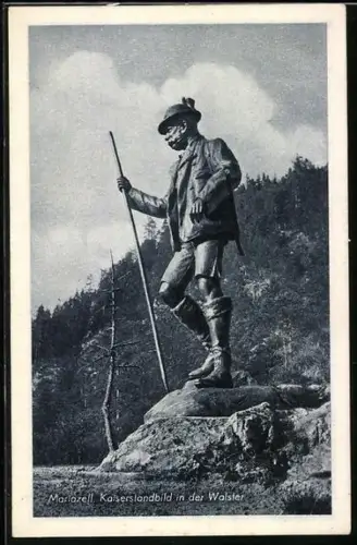AK Mariazell, Standbild Kaiser Franz Josef I. von Österreich in der Walster