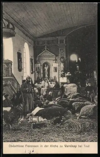 AK Varvinay, Kirche mit obdachlosen Franzosen