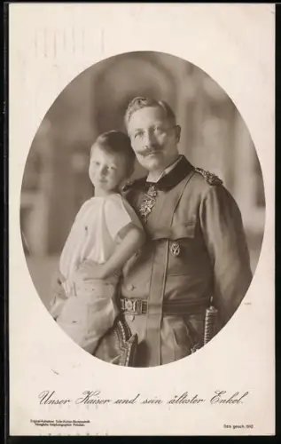 AK Kaiser Wilhelm II. und seine ältester Enkel