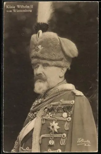 AK König Wilhelm II. von Württemberg in Uniform mit Orden auf der Brust