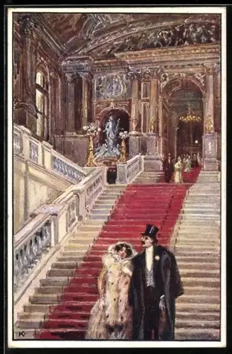 Künstler-AK J. Kalous: Wien, Feststiege im Burgtheater