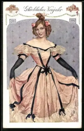 Künstler-AK Karl Ludwig Prinz: junge Dame im Ballkleid