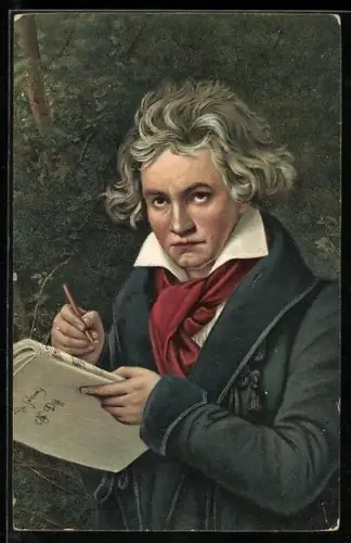 Künstler-AK Ludwig van Beethoven beim Komponieren