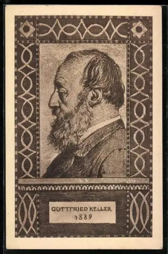 AK Gottfried Keller, 1889, Portrait