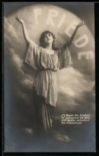 AK Junges Mädchen hebt bittend die Arme zum Himmel Friede, Friedensbewegung
