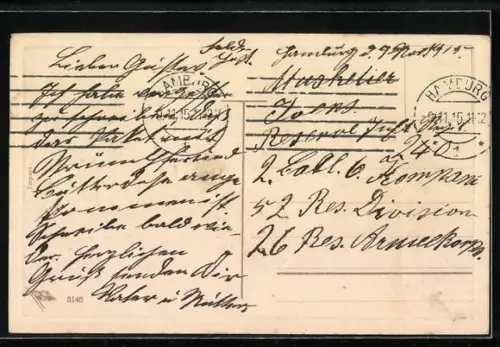 Lithographie In Treue fest, Fahnen, Eichenlaub