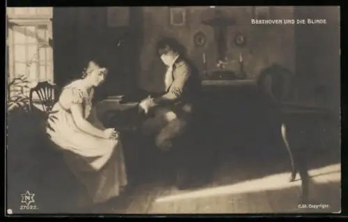 Künstler-AK Beethoven und die Blinde