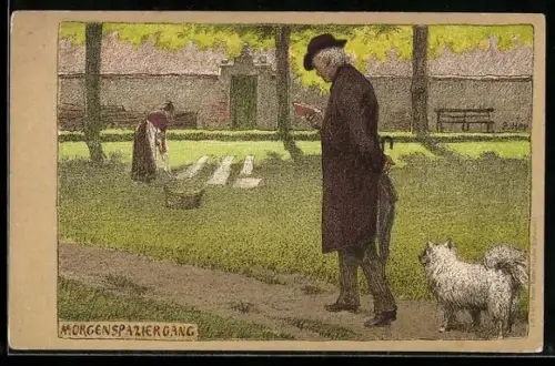 Künstler-AK P. Hey: Morgenspaziergang