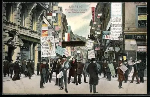 AK Leipzig, Petersstrasse während der Mustermesse