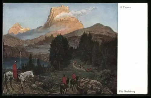 Künstler-AK Hans Thoma: Die Gralsburg, Sage