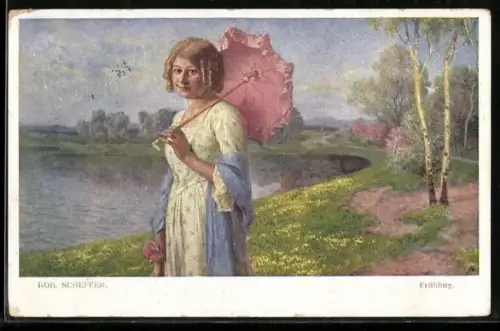 Künstler-AK Robert Scheffer: Frühling