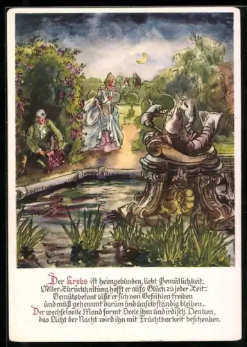 AK Des Schicksals Bahn ziehen ewige Sterne, Sternzeichen Krebs