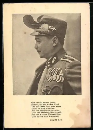 AK Bundeskanzler Dollfuss in Uniform Österreich über alles