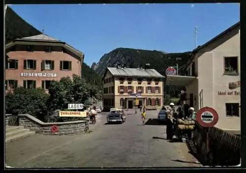 AK Martina, Österr. u. Schweiz. Zollamt mit Hotel Post