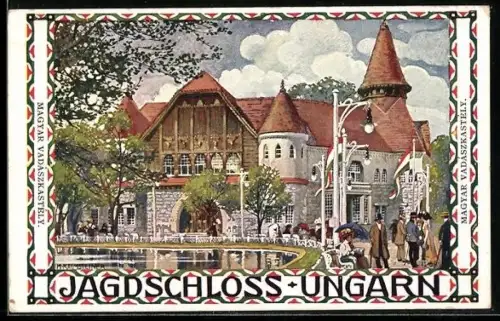 Künstler-AK Wien, I. Internationale Jagd-Ausstellung 1910, Jagdschloss Ungarn