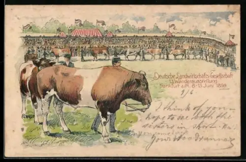 Lithographie Frankfurt a. M., deutsche Landwirtschaftsgesellschaft 13. Wanderausstellung 1899