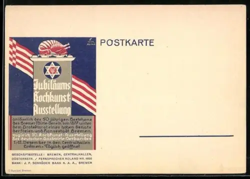 Künstler-AK Bremen, Jubiläums Kochkunst-Ausstellung