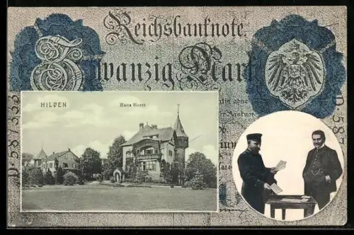 AK Hilden, Haus Horst, Reichsbankote 20 Mark