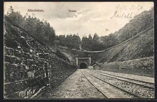 AK Altenbeken, Tunnel mit Eisenbahnstrecke