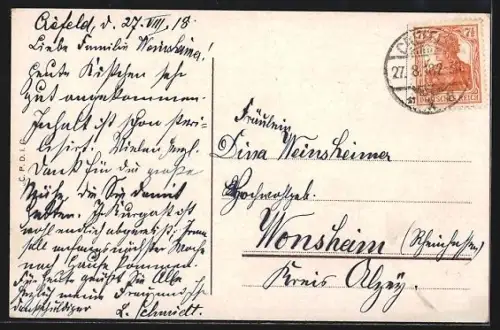 AK Crefeld, Rheinstrasse mit Dionysiuskirche