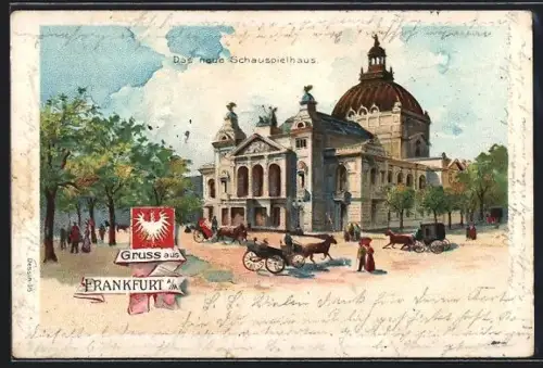 Lithographie Frankfurt a. M., Das neue Schauspielhaus