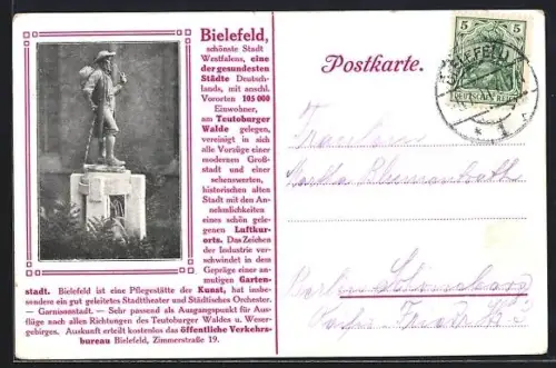 AK Bielefeld /Teutoburger Wald, Wanderer Figur