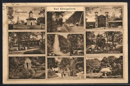 AK Bad Königsborn, Badehaus, Kurparkpartie, Grosse Steine