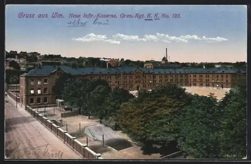 AK Ulm, Neue Infanterie-Kaserne, Grenadier-Regiment K. K. No. 123