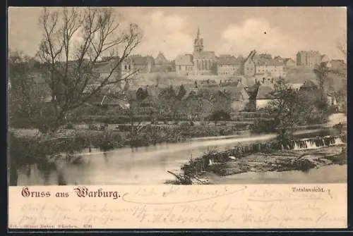 AK Warburg, Totalansicht mit Kirche