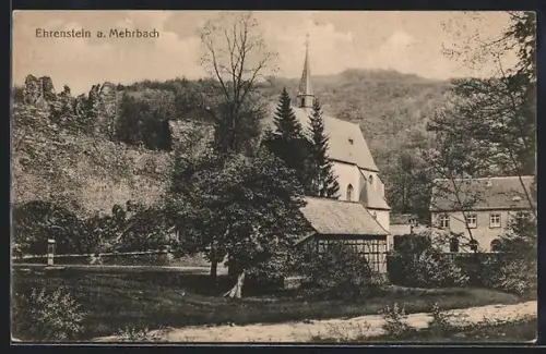 AK Ehrenstein a. Mehrbach, Ortspartie mit Kirche