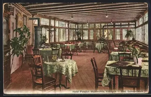 AK Villingen /Bad. Schwarzwald, Hotel Pension Waldmühle, Innenansicht