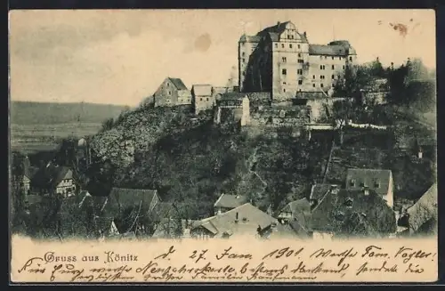 AK Könitz, Blick zum Schloss