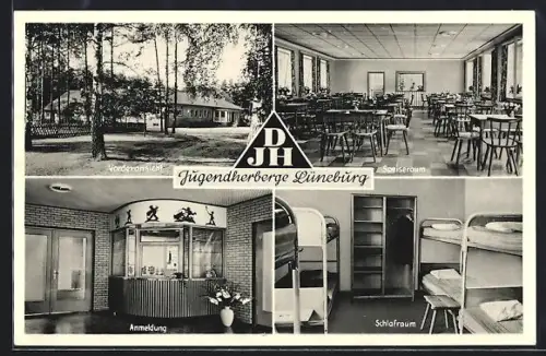AK Lüneburg, Jugendherberge, Innenansichten Speiseraum und Schlafraum