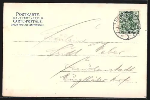 AK Pforzheim, Marktplatz mit Rathaus