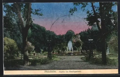 AK Pforzheim, Partie im Stadtgarten