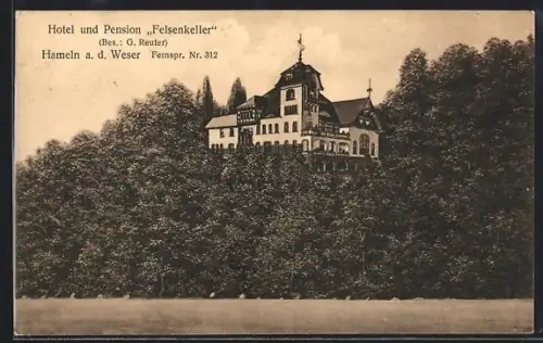 AK Hameln a. d. Weser, Hotel und Pension Felsenkeller, Inh. G. Reuter